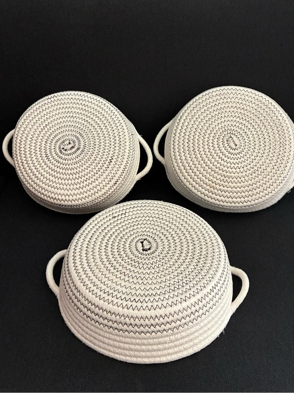 Handwoven Cream Rope Serving Baskets with Handles - Brand: